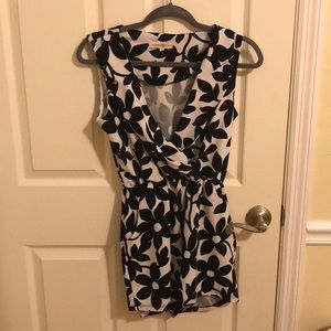 Romper Floral Black and White